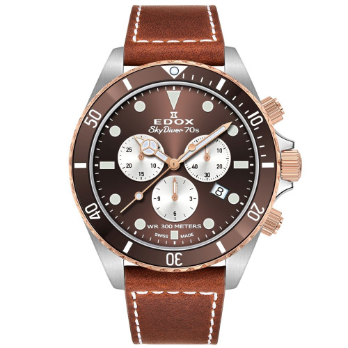 Часы Edox SkyDiver 70s Chronograph 10238 357RBRC BRIA Часы Edox SkyDiver 70s Chronograph 10238 357RBRC BRIA