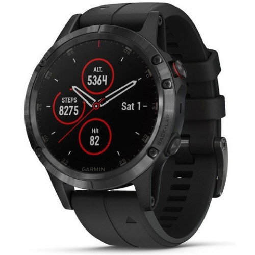 Смарт-часы Garmin fenix 5 Plus,Sapphire,Black w/Black Band,GPS (010-...