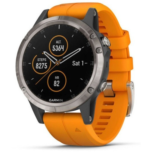 Смарт-часы Garmin fenix 5 Plus,Sapphire,Titanium w/Spark Orange Band... Смарт-часы Garmin fenix 5 Plus,Sapphire,Titanium w/Spark Orange Band...